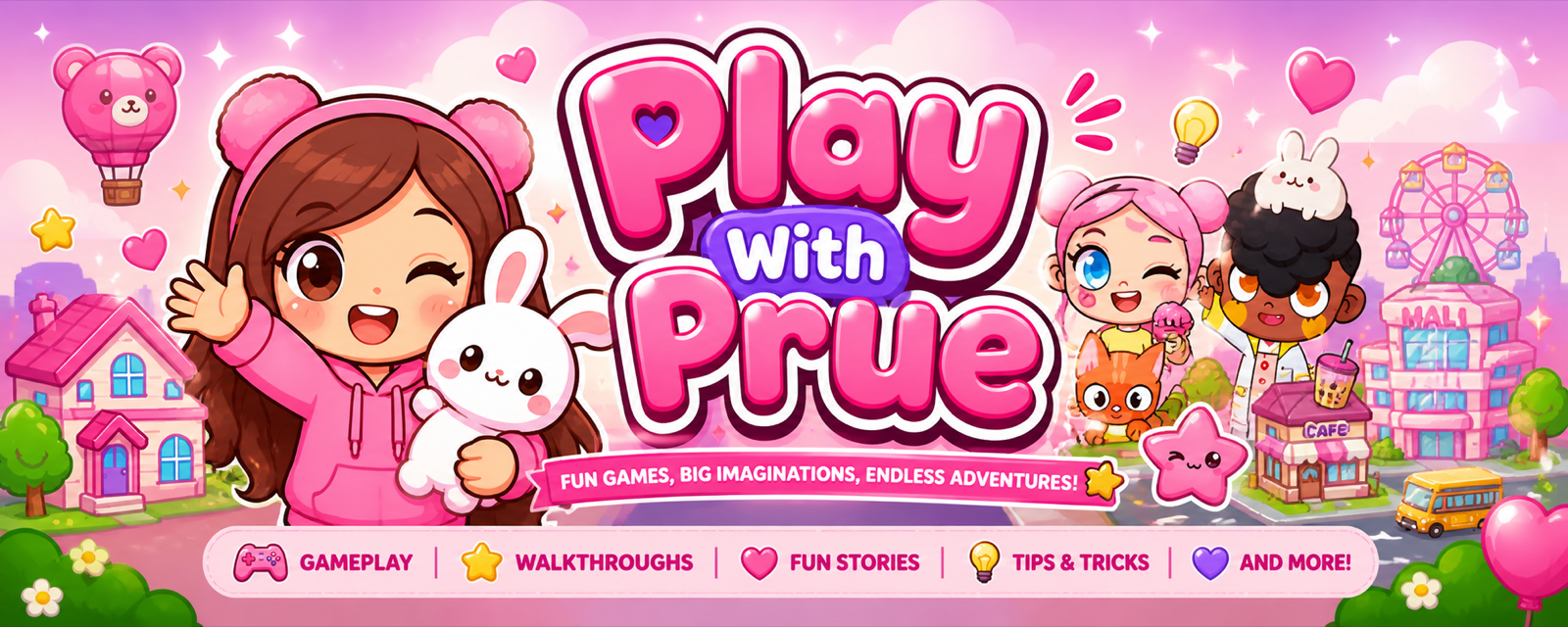 Play With Prue characters in a colourful world with games, stories, and adventures